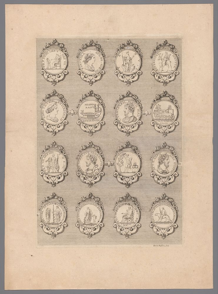 Zestien penningen met versierde lijsten (1647 - 1682) by Simon de la Boissière