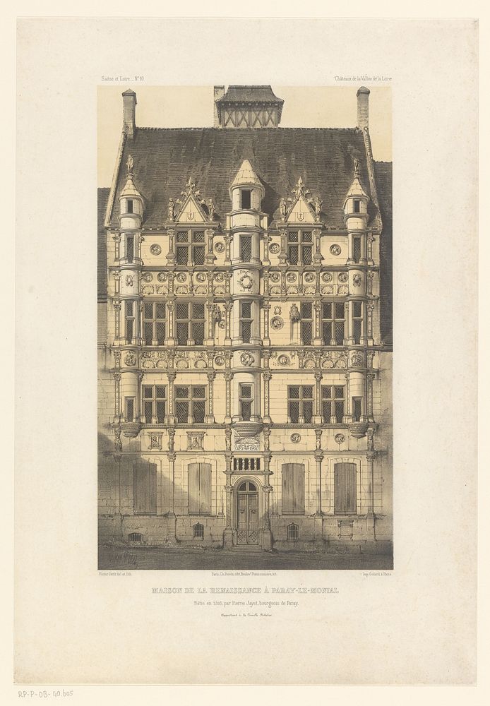 Voorgevel van Maison Jaillet in Paray-le-Monial (1857) by Victor Jean Baptiste Petit, Victor Jean Baptiste Petit, Alphonse…