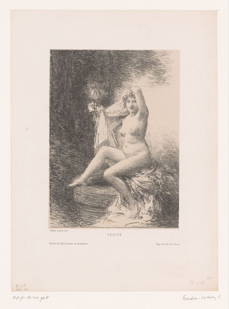 Waarheid zittend op een waterput (1900) by Henri Fantin Latour, Auguste Clot and Léonce Bénédite