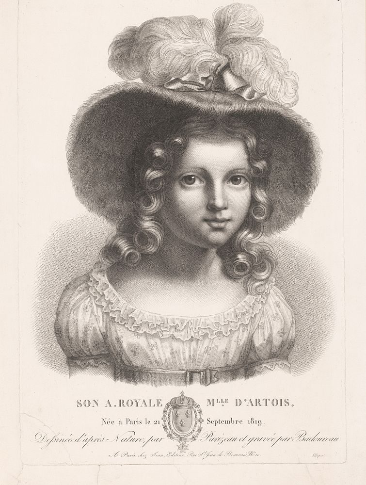 Portret van Louise Maria van Frankrijk (1799 - in or after 1822) by Jean François Badoureau, Philippe Louis Parizeau and Jean