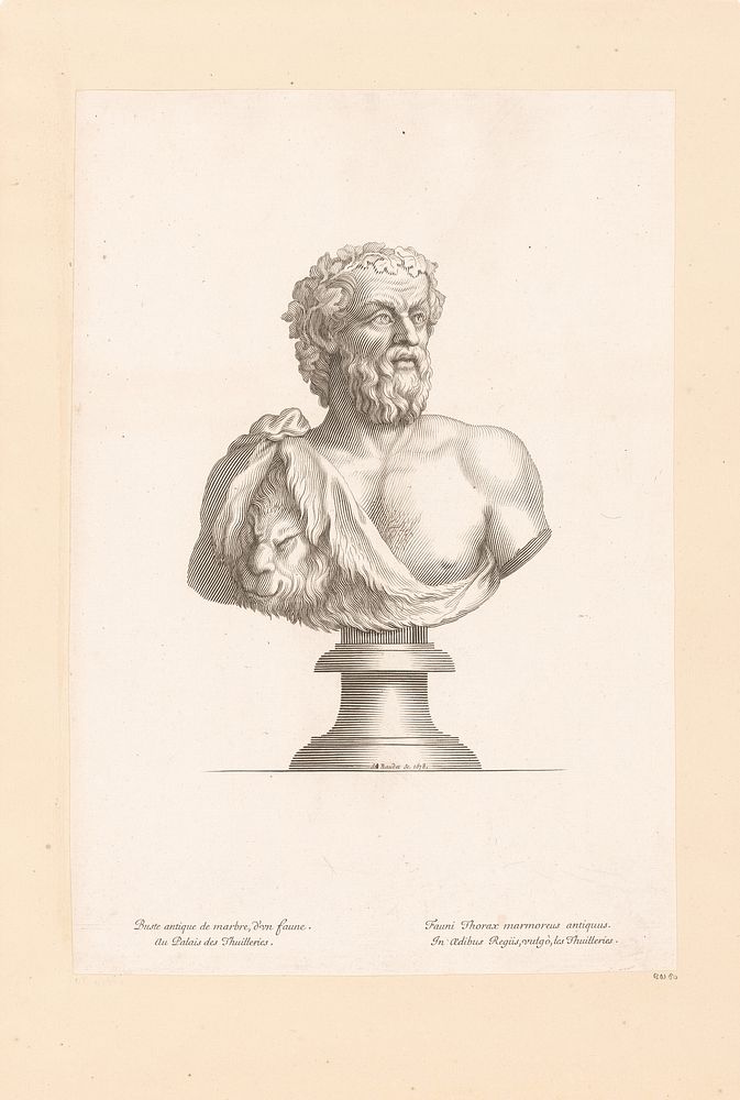 Antieke buste van een faun (1678) by Etienne Baudet