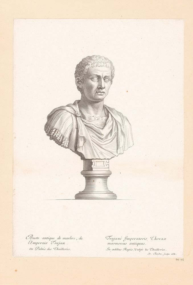 Antieke buste van Trajanus (1680) by Etienne Baudet