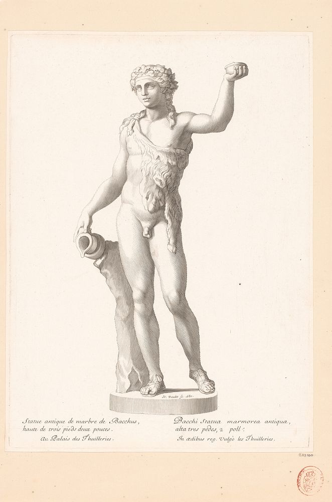 Antiek standbeeld van Bacchus (1680) by Etienne Baudet