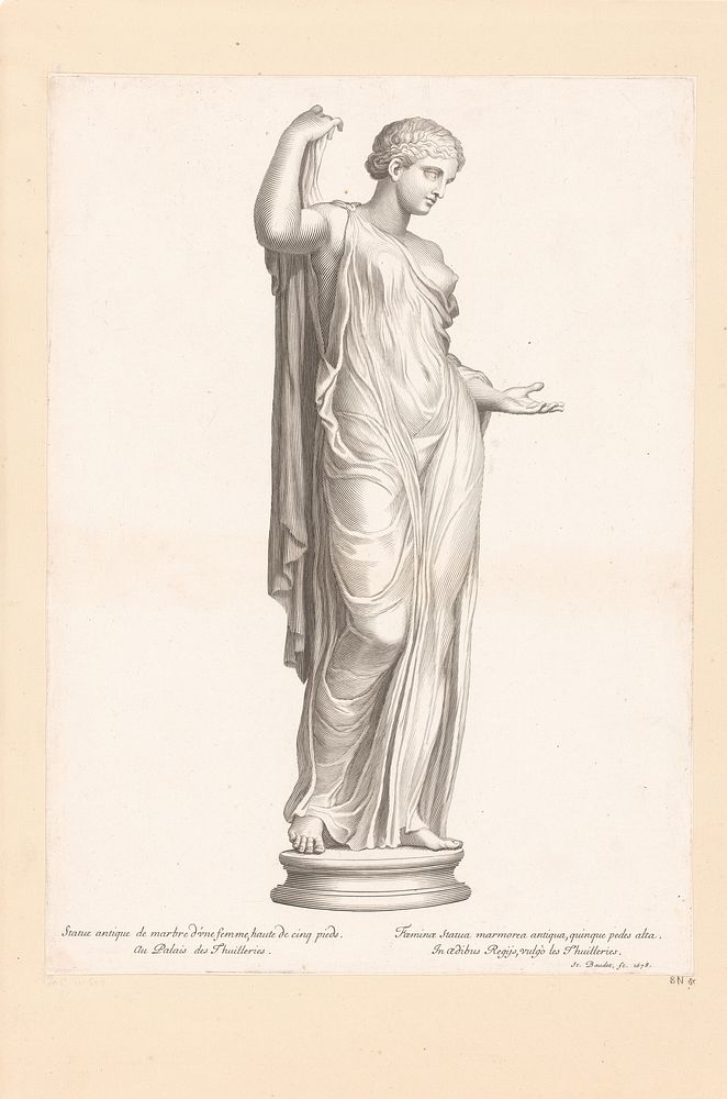 Antiek standbeeld van een vrouw (1678) by Etienne Baudet