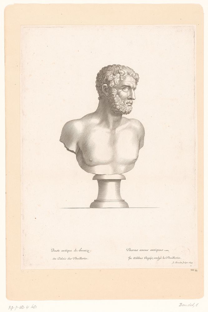Antieke buste van een bebaarde man (1679) by Etienne Baudet