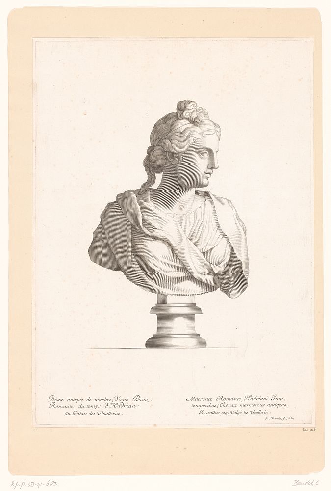 Antieke buste van een Romeinse vrouw (1680) by Etienne Baudet
