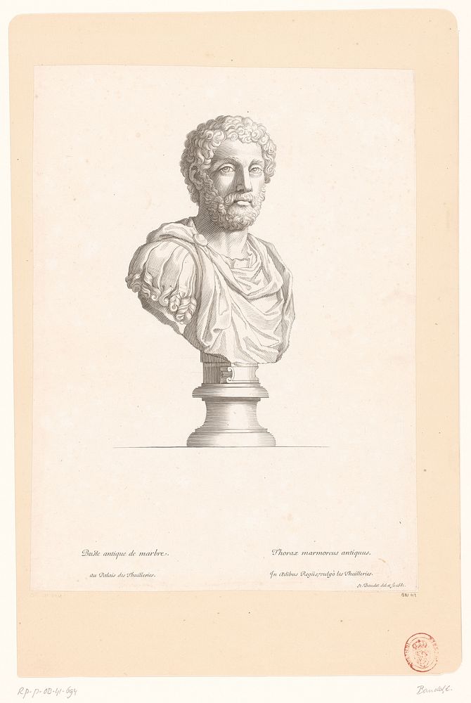 Antieke buste van een bebaarde man (1681) by Etienne Baudet and Etienne Baudet