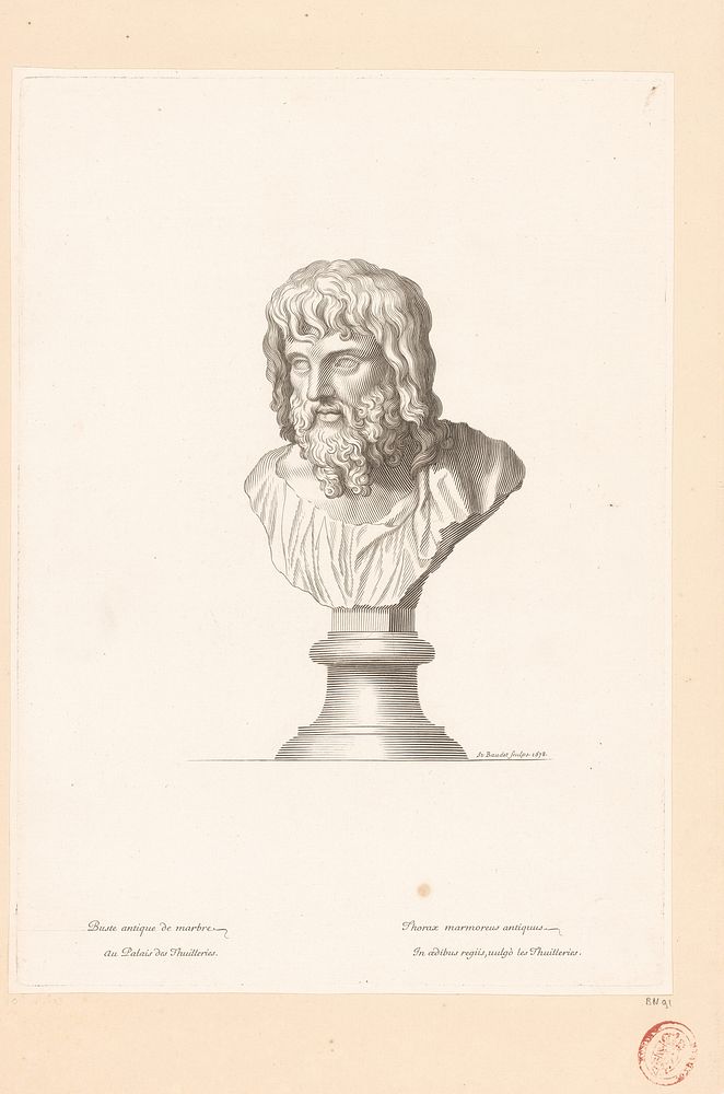 Antieke buste van een bebaarde man (1678) by Etienne Baudet