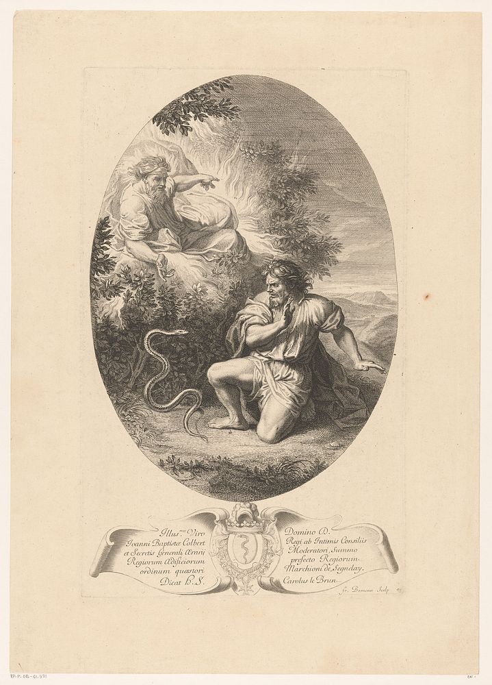 God verschijnt aan Mozes in het brandende braambos (1648 - 1689) by François Bonnemer, Charles Le Brun, Charles Le Brun and…