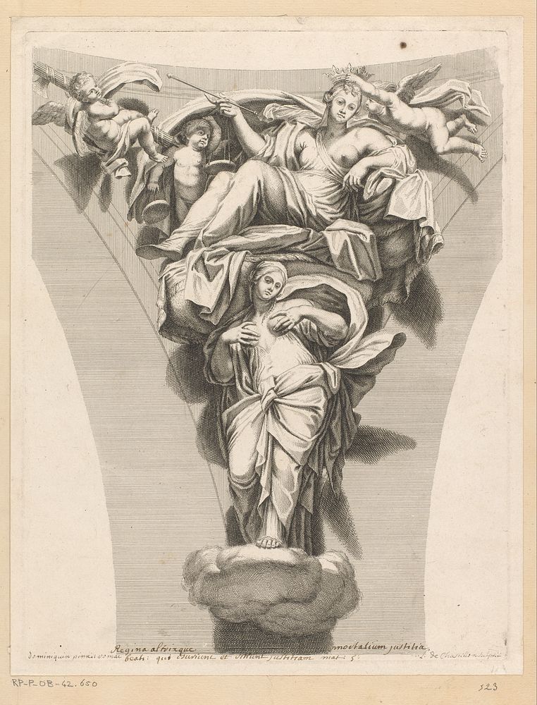 Pendentief met Justitia (1649 - 1734) by Louis de Châtillon and Domenichino