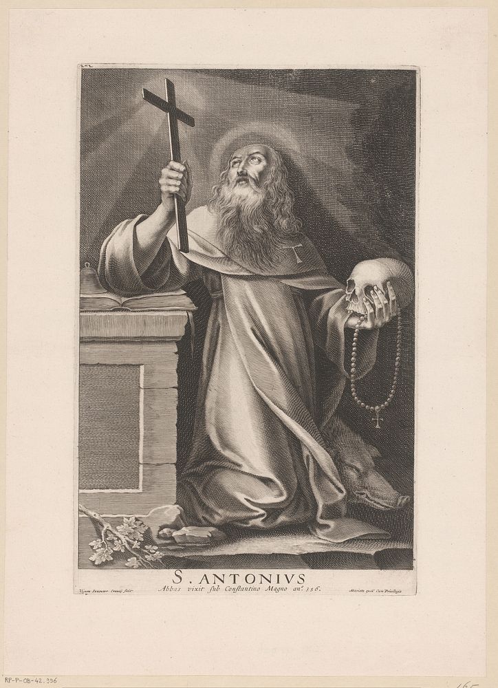 Heilige Antonius (1632 - 1657) by Jean Couvay, Claude Vignon, Pierre Mariette I and Franse kroon