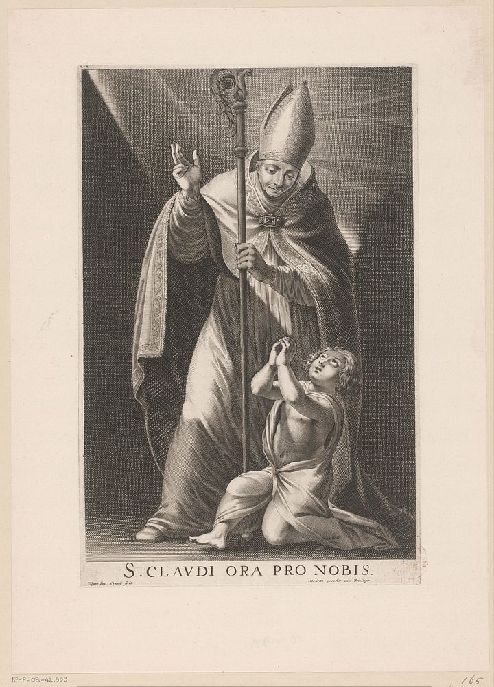 Heilige Claudius van Besançon (1632 - 1657) by Jean Couvay, Claude Vignon, Pierre Mariette I and Franse kroon