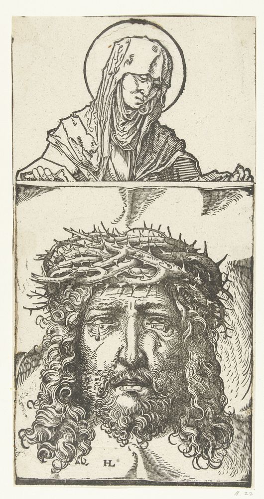 Veronica met Vera Icon (sudarium) (c. 1483 - c. 1581) by Monogrammist HL 16e eeuw and Hans Burgkmair I