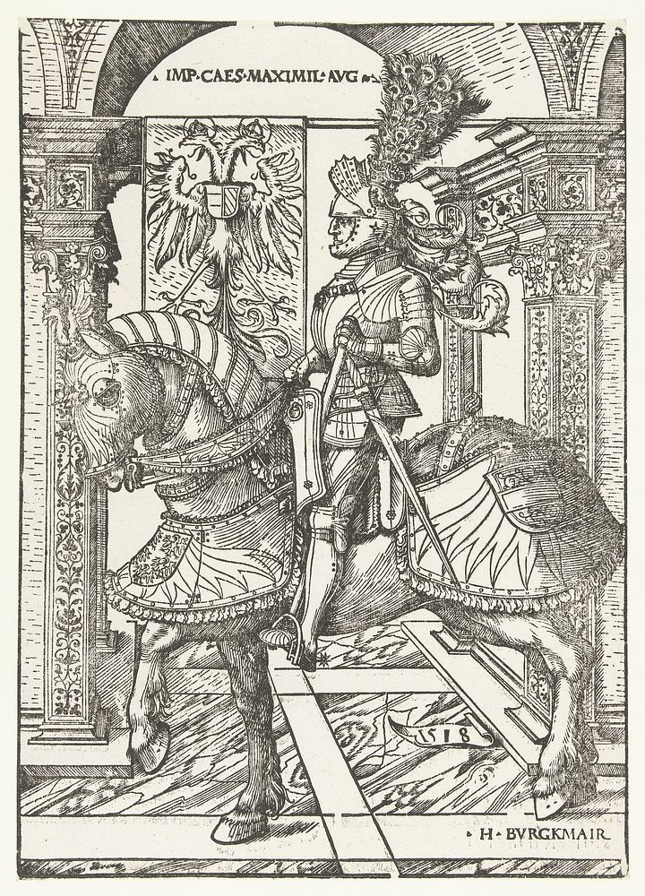Ruiterportret van Keizer Maximiliaan (1518) by Hans Burgkmair I