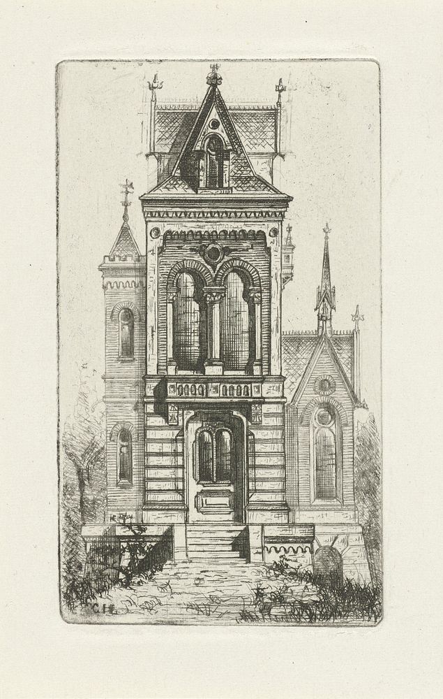 Gotische gevel met torentje (1854 - 1889) by Cornelis Johan Laarman