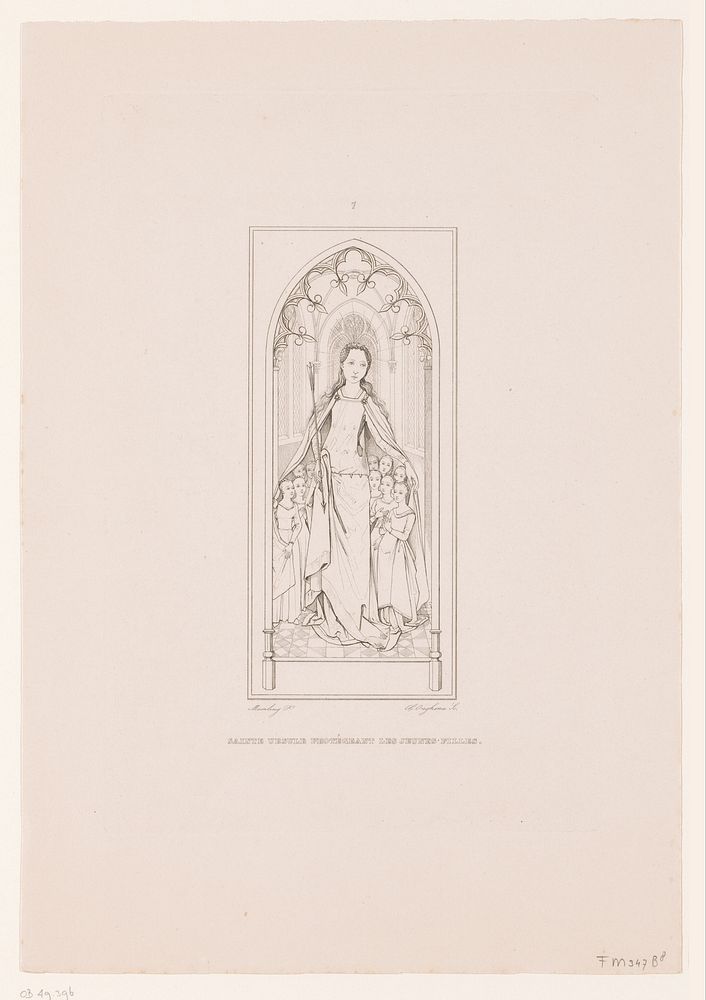H. Ursula beschermt de jonge vrouwen (1841) by Charles Onghena, Hans Memling and Société des Beaux Arts