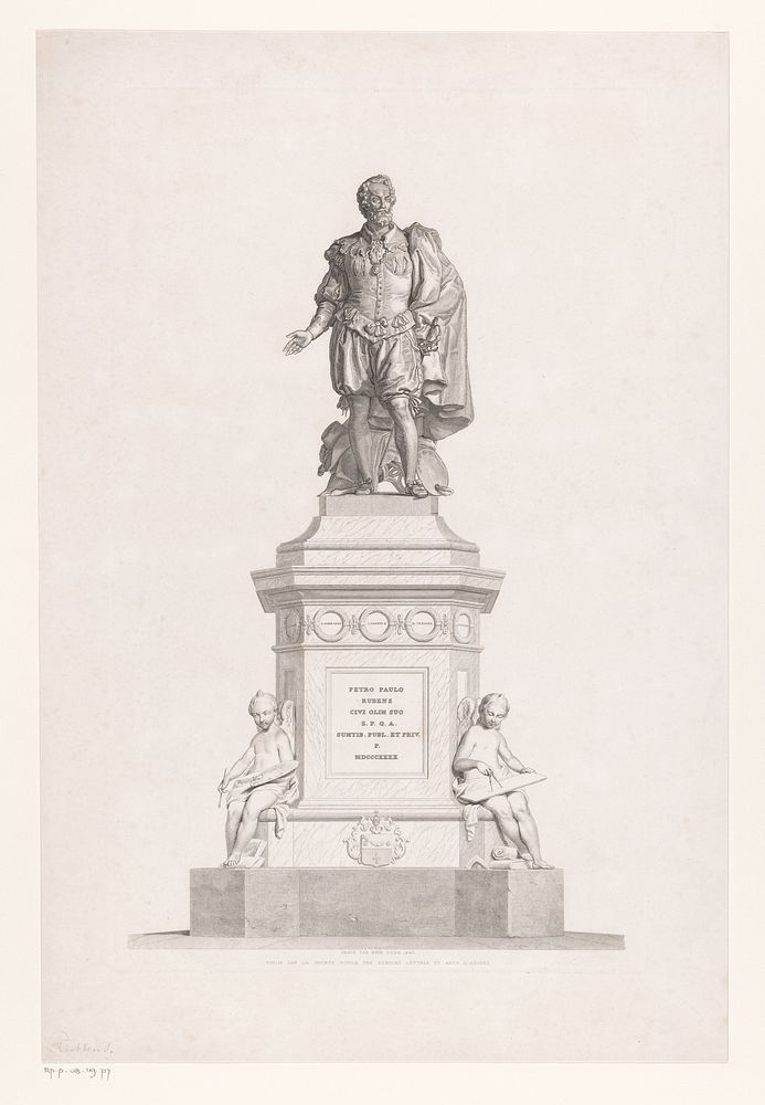 Standbeeld van Rubens op de Groenplaats in Antwerpen (1840) by Erin Corr, Willem Geefs and Société Royale des Sciences…