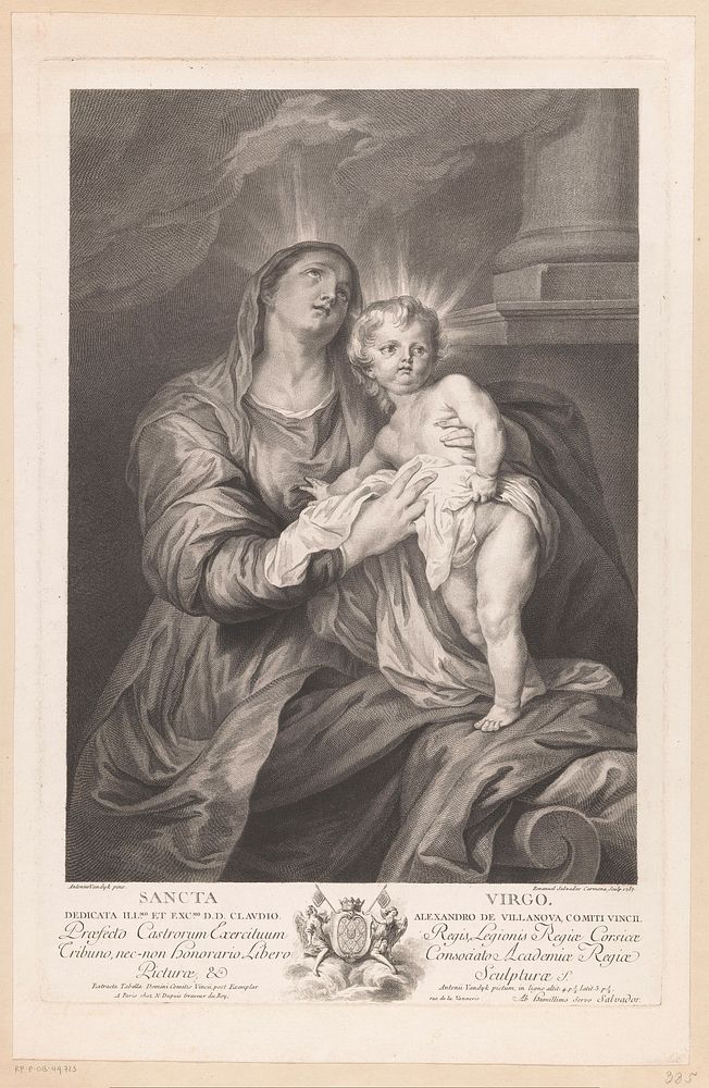 Maria met het Christuskind (1757) by Manuel Salvador Carmona, Anthony van Dyck, Nicolas Gabriel Dupuis, Manuel Salvador…