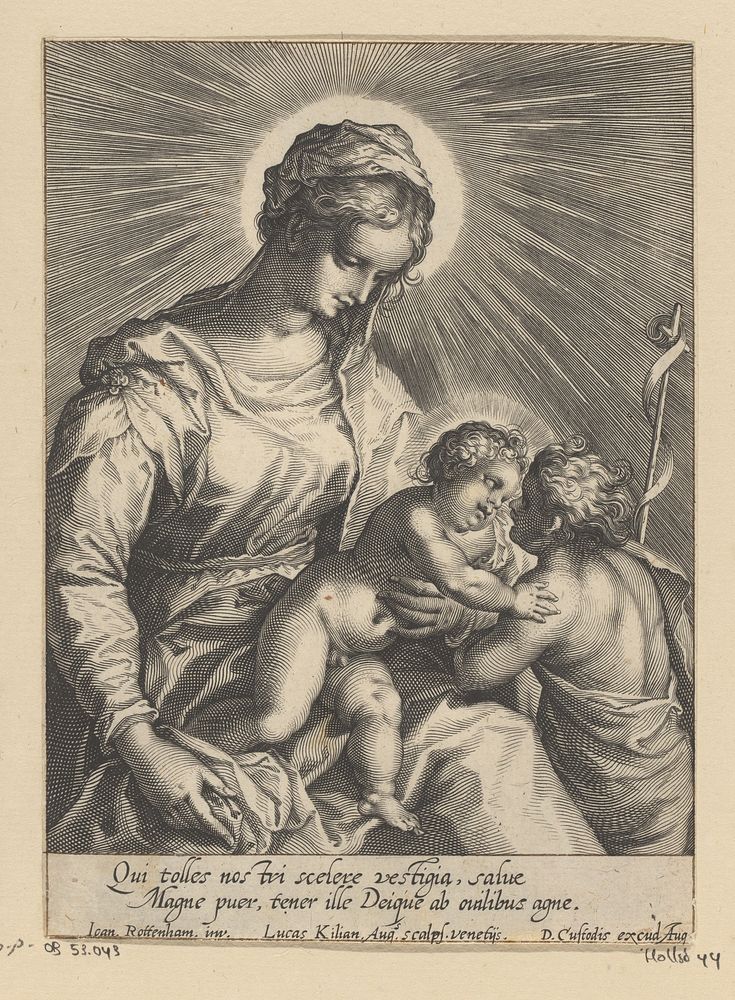 Maria met kind en Johannes de Doper (1589 - 1615) by Lucas Kilian, Hans Rottenhammer I, anonymous and Dominicus Custos