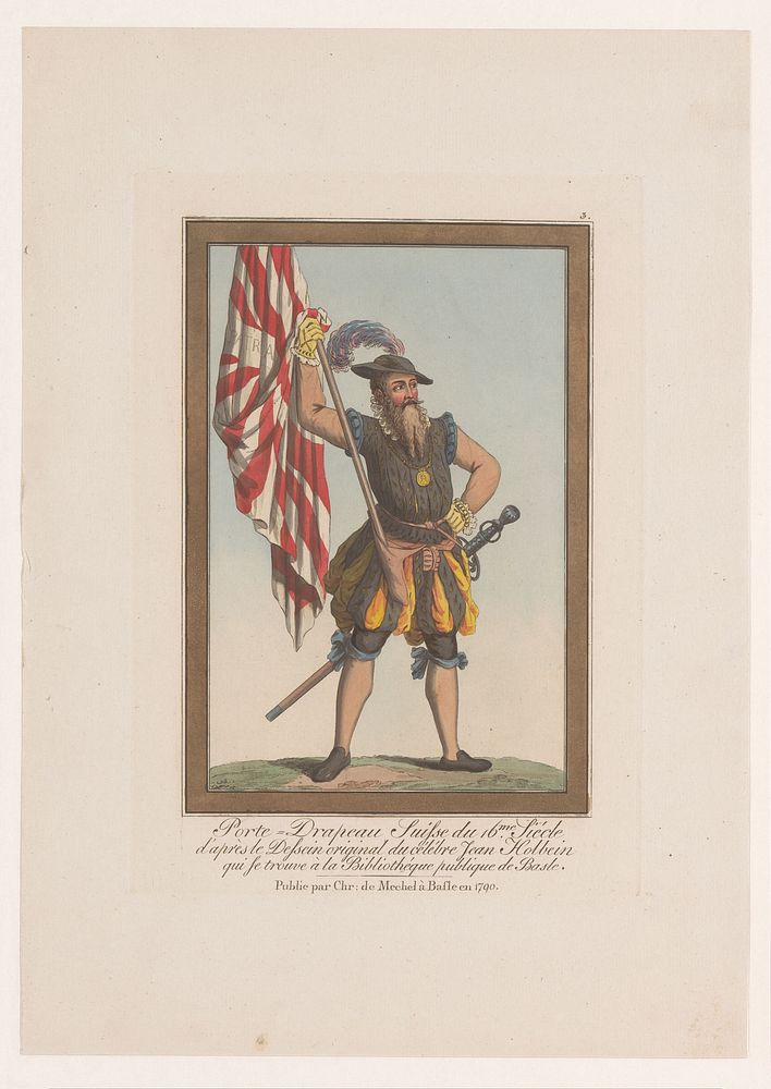Soldaat met vlag en zwaard (1790) by Johann Rudolph Schellenberg, Hans Holbein II and Christian von Mechel