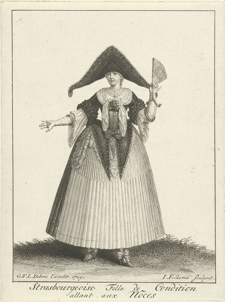 Klederdracht uit Straatsburg (1729) by Jacob Folkema and Gabriël François Louis Debrie