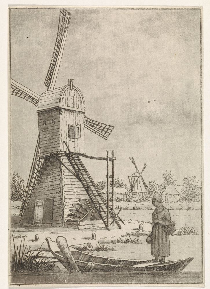 Winterlandschap met molen (1789 - 1859) by Pieter de Goeje