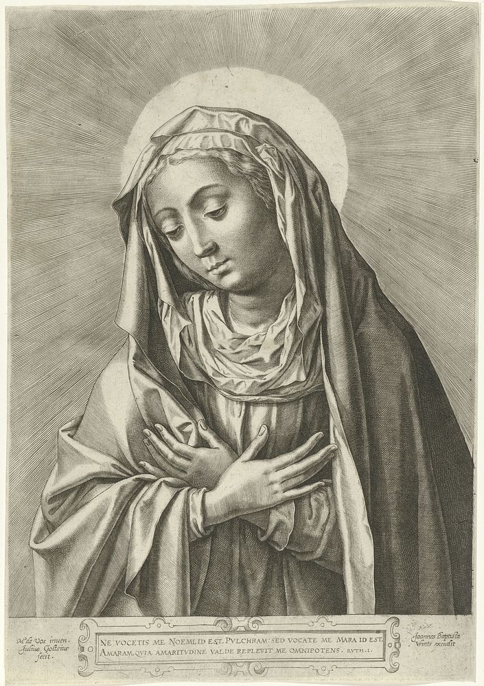 Maagd Maria (1586 - 1595) by Julius Goltzius, Maerten de Vos and Johannes Baptista Vrints I