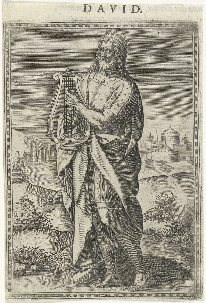 Koning David (1577) by Johann Sadeler I and Chrispijn van den Broeck