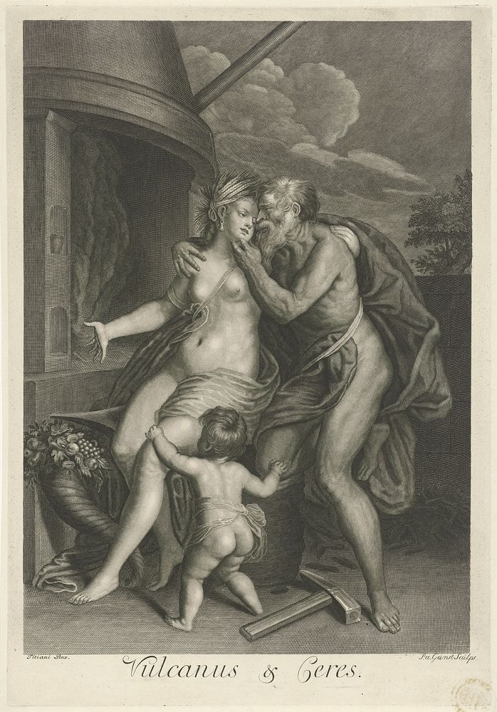 Vulcanus en Ceres (1659 - 1731) by Pieter van Gunst and Titiaan
