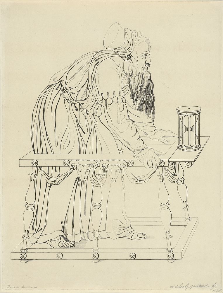 Allegorie op de ouderdom (1828) by Nicolaas Cornelis de Gijselaar, Baccio Bandinelli, Girolamo Fagiuoli and Domenico…