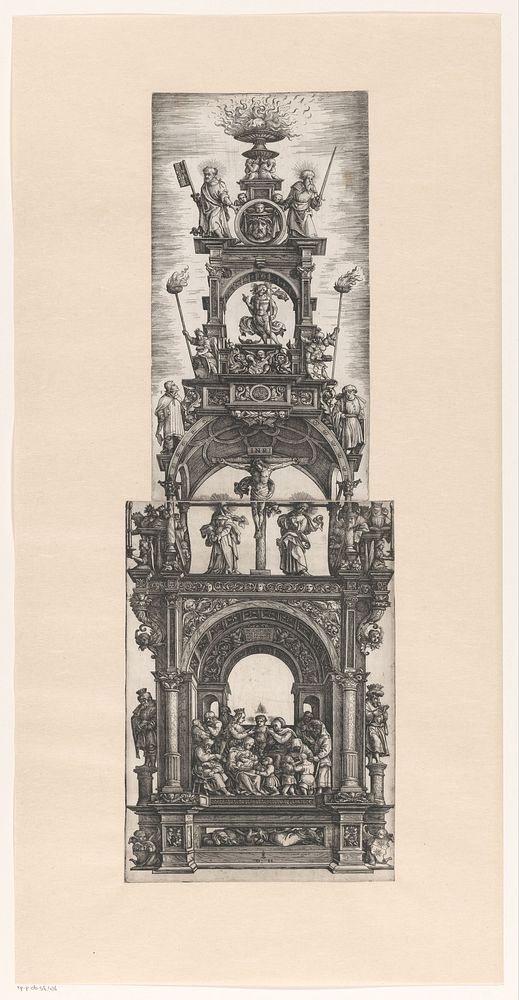 Tabernakel met de geboorte, de opstanding en de kruisiging van Christus (1518) by Daniel Hopfer I