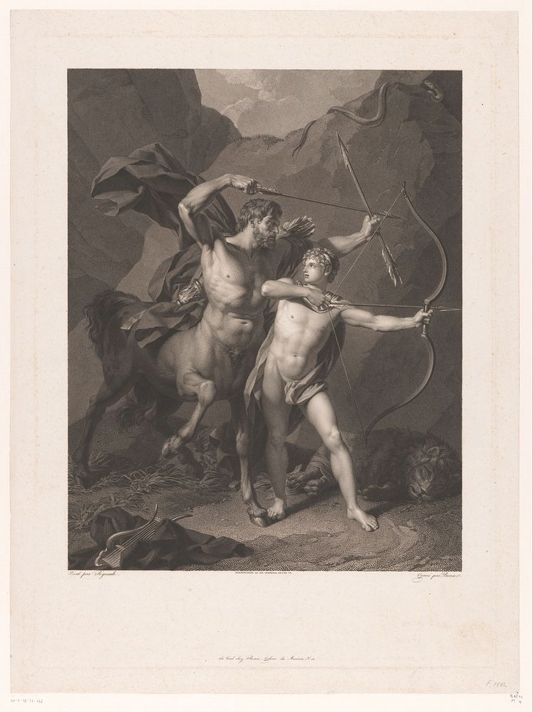 Chiron onderricht Achilles in het boogschieten (1766 - 1822) by Charles Clement Bervic, Regnault and Charles Clement Bervic