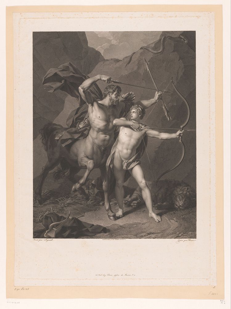 Chiron onderricht Achilles in het boogschieten (1766 - 1822) by Charles Clement Bervic, Regnault and Charles Clement Bervic