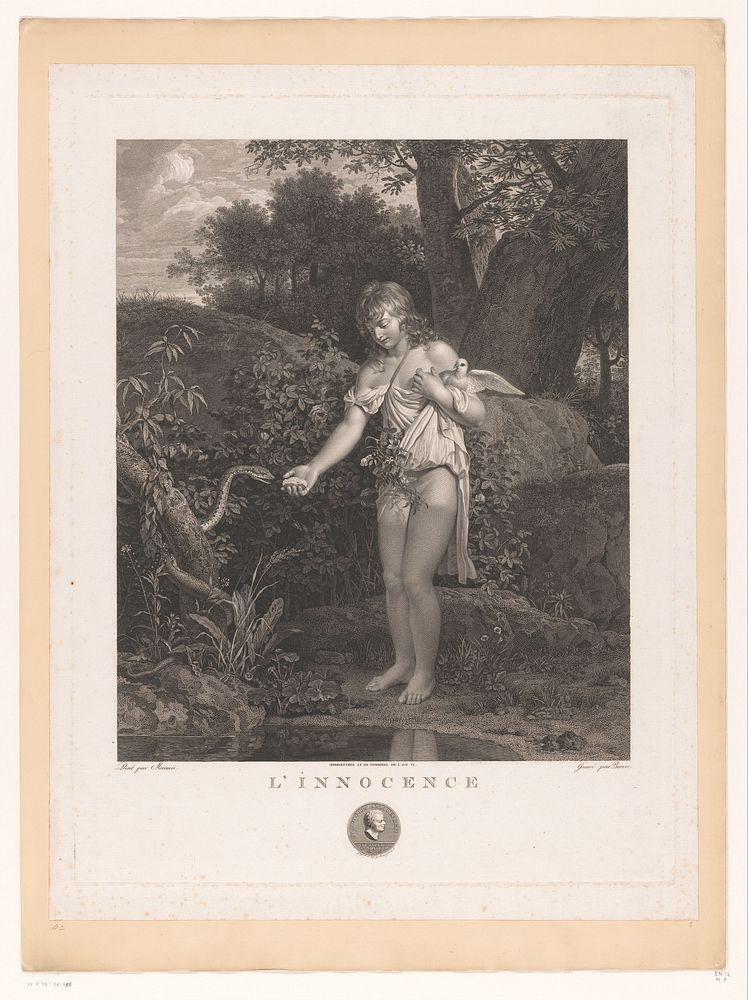 Vrouw met duif en een slang (1798) by Charles Clement Bervic and Jean François Léonor Mérimée