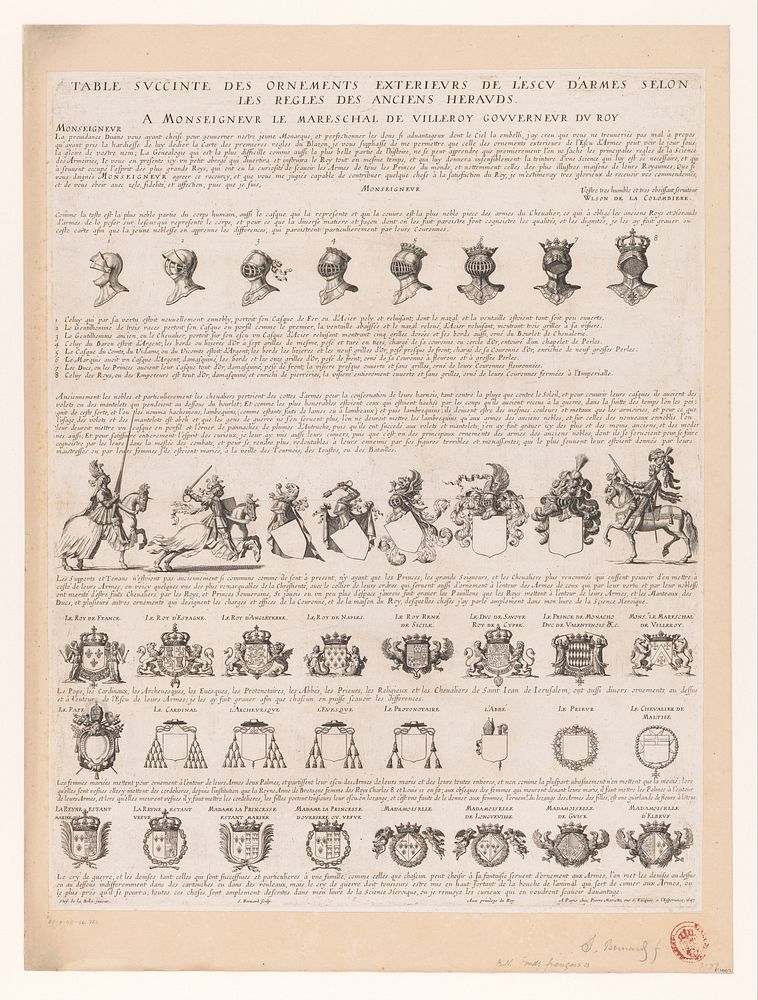 Wapenschilden en helmen (1647) by Samuel Bernard, Stefano della Bella and Pierre Mariette I