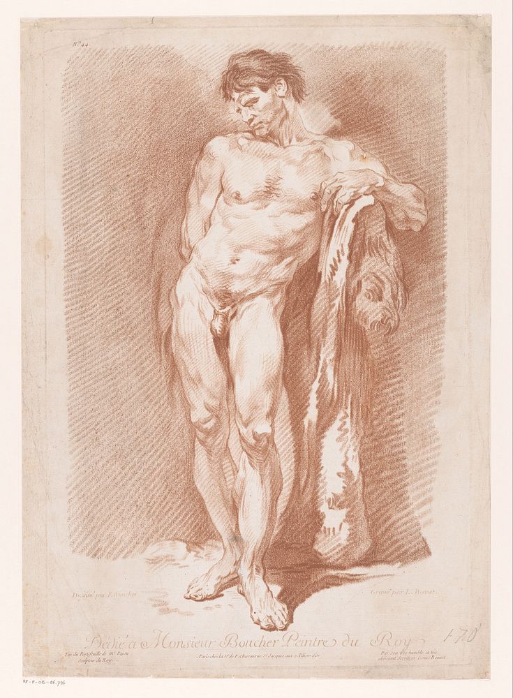 Staande naakte man (1746 - 1793) by Louis Marin Bonnet, François Boucher, weduwe François Chéreau I, weduwe François Chéreau…