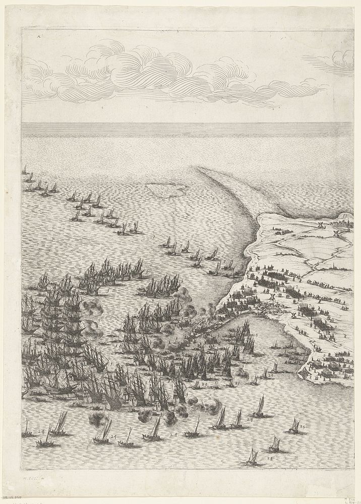 Beleg van Saint Martin op het Île de Ré, juli-november 1627 (centrale kaart, deel linksboven) (1629 - 1631) by Jacques…