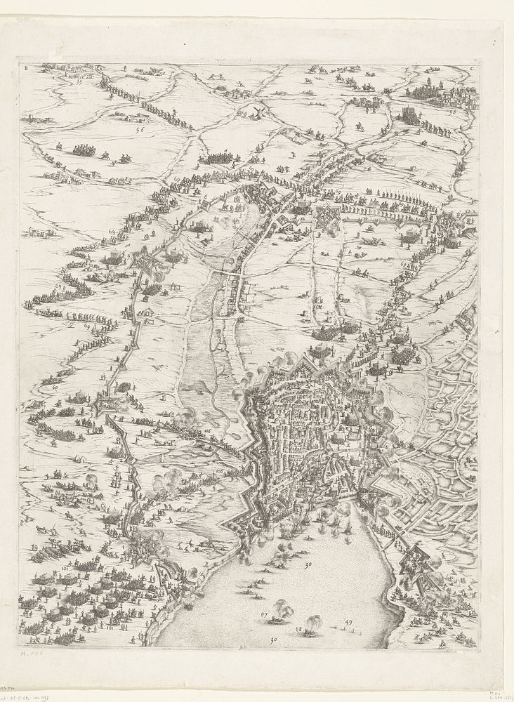 Beleg van La Rochelle, september 1627-oktober 1628 (centrale kaart, deel middenboven) (1628 - 1631) by Jacques Callot