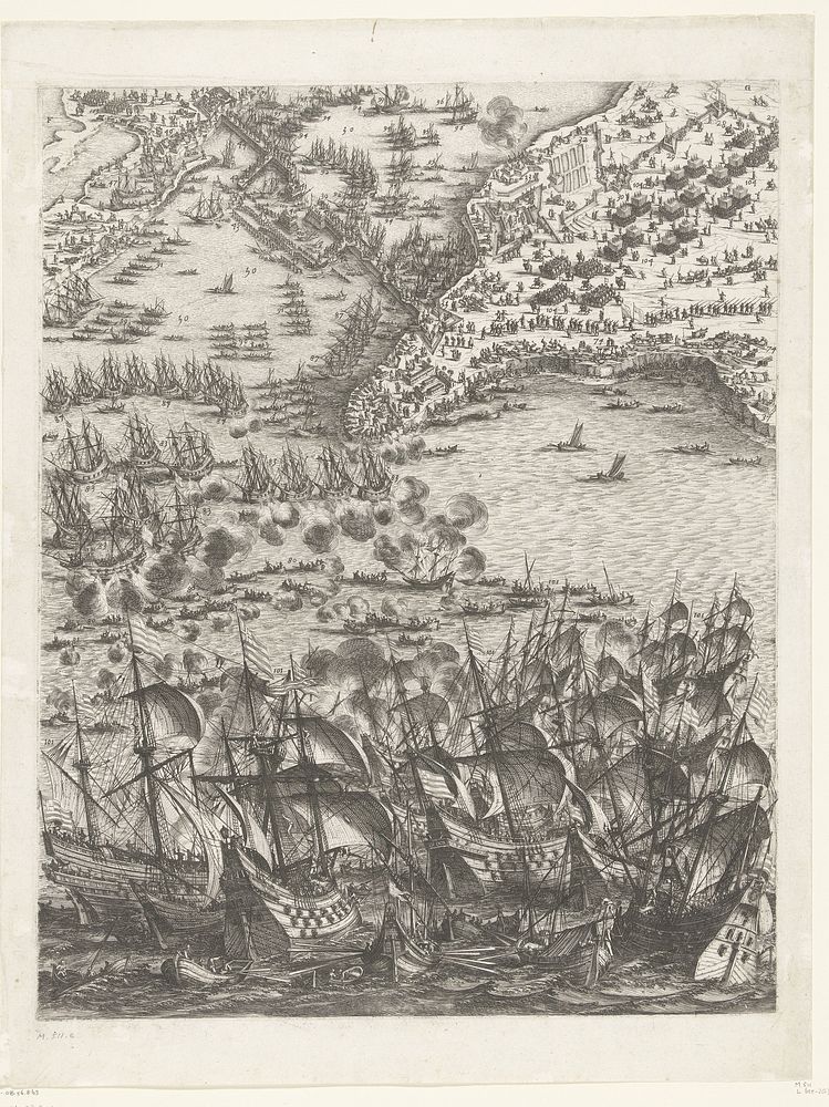 Beleg van La Rochelle, september 1627-oktober 1628 (centrale kaart, deel middenonder) (1628 - 1631) by Jacques Callot