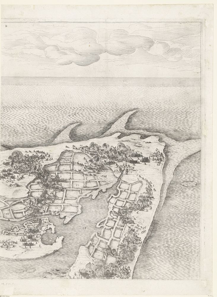 Beleg van Saint Martin op het Île de Ré, juli-november 1627 (centrale kaart, deel rechtsboven) (1629 - 1631) by Jacques…