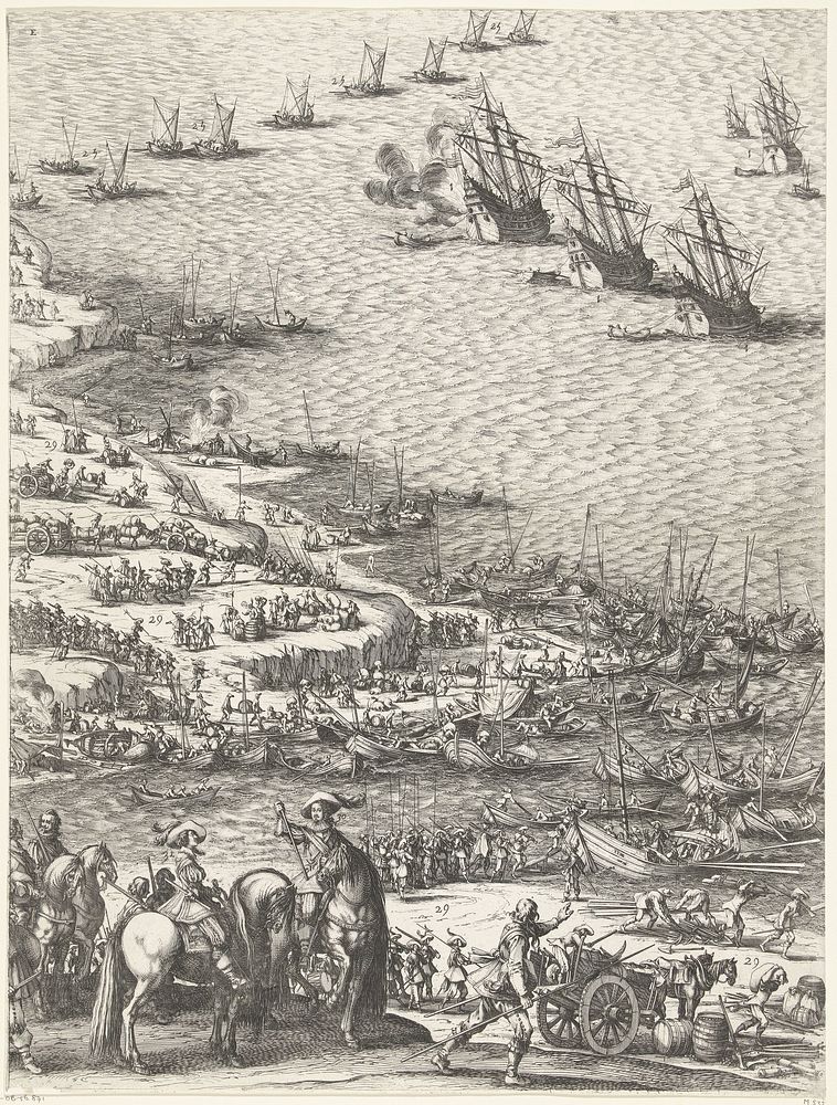 Beleg van Saint Martin op het Île de Ré, juli-november 1627 (centrale kaart, deel linksonder) (1629 - 1631) by Jacques…