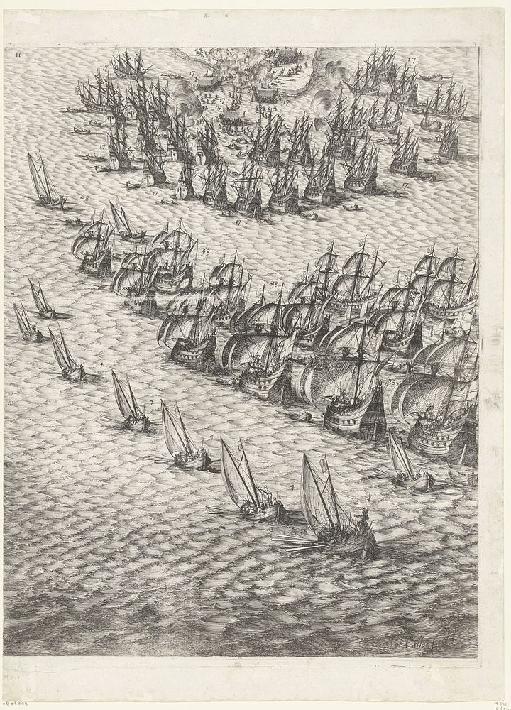 Beleg van Saint Martin op het Île de Ré, juli-november 1627 (centrale kaart, deel rechtsonder) (1629 - 1631) by Jacques…