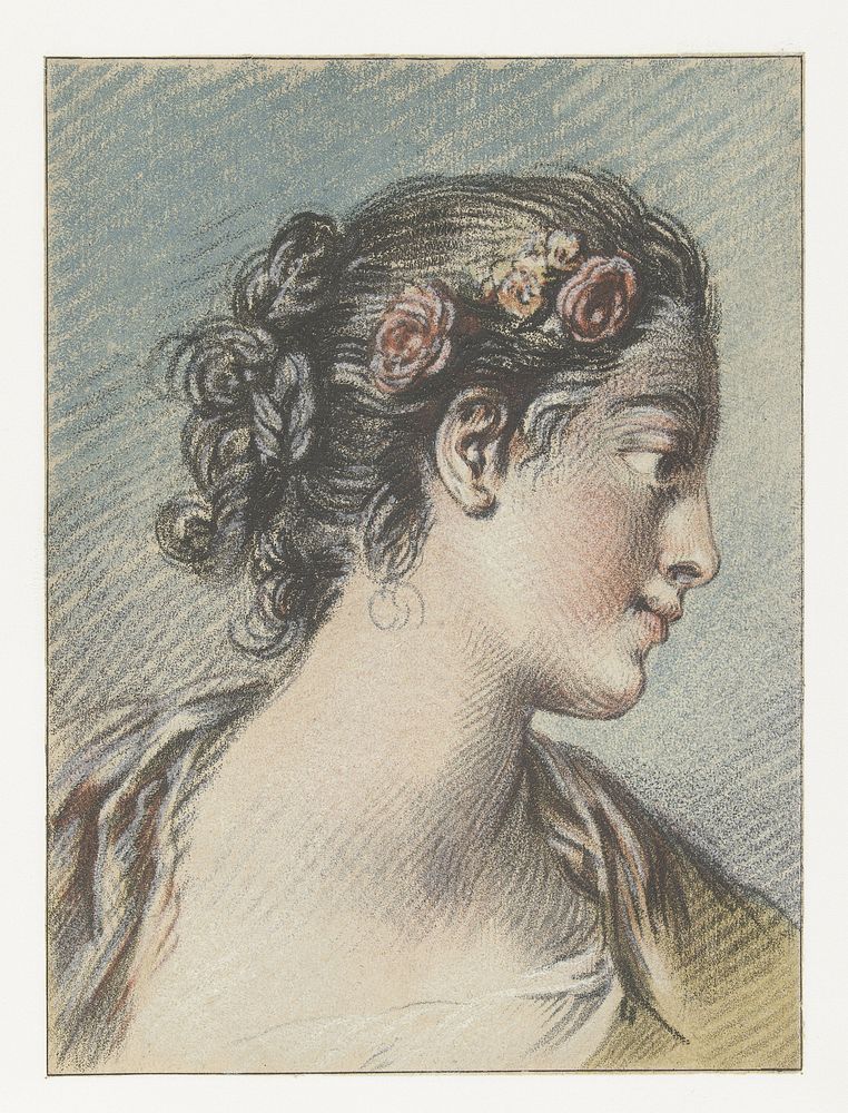 Buste van een jonge vrouw (1768 - 1769) by Louis Marin Bonnet, François Boucher and Louis Marin Bonnet