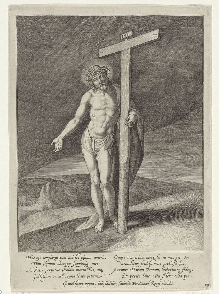 Christus als Man van Smarten (1560 - 1600) by Johann Sadeler I, Gillis Mostaert I and Ferdinand Reael