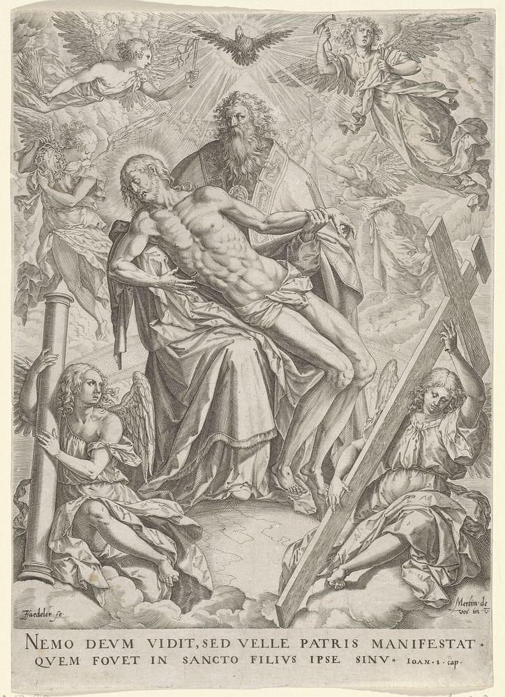 De heilige Drieëenheid (1560 - 1600) by Johann Sadeler I and Maerten de Vos