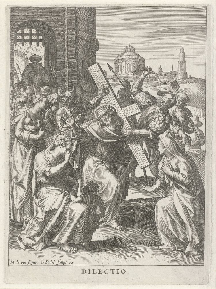 Kruisdraging: liefde (1585 - 1588) by Johann Sadeler I, Maerten de Vos and Johann Sadeler I