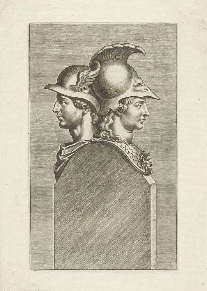 Herme met bustes van Mercurius en Minerva (1610 - 1650) by Cornelis Galle I and Peter Paul Rubens