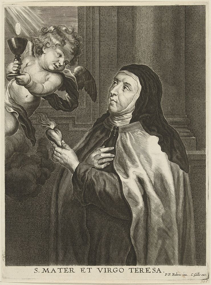 Heilige Theresia (c. 1641 - c. 1678) by anonymous, Cornelis Galle II, Peter Paul Rubens and Cornelis Galle II