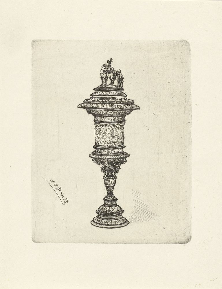 Zilveren beker van het Haarlemse Sint-Maartensgilde (1847 - 1891) by Johan Conrad Greive