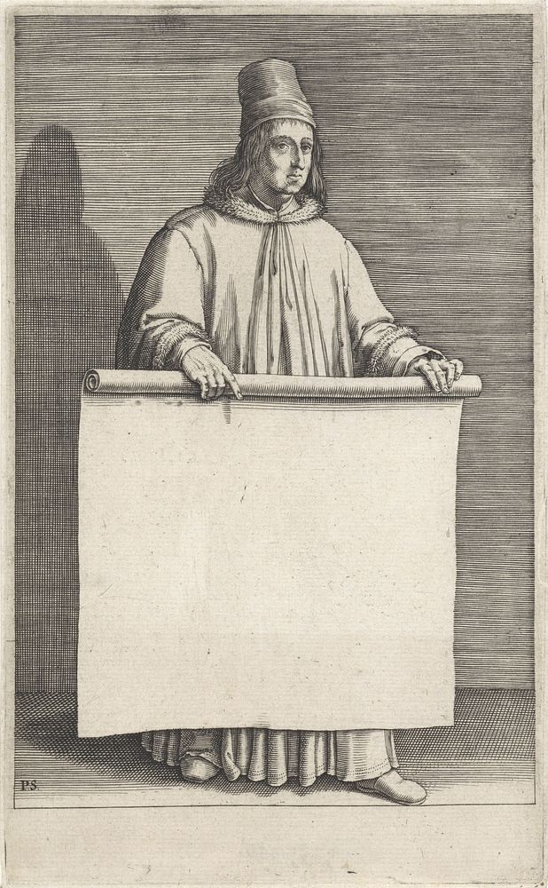 Jongeman met een rol papier (1601 - 1657) by Pieter Serwouters and Claes Jansz Visscher II